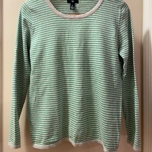 Gap sweater size large, green and grey stripe